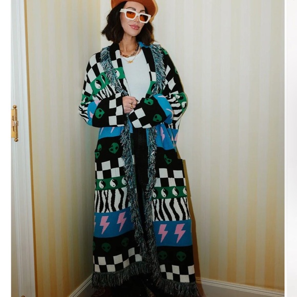 Dressed in Lala Luxe Fringe Blanket Cardigan in Wonderstruck 2.0 - Picture 1 of 4